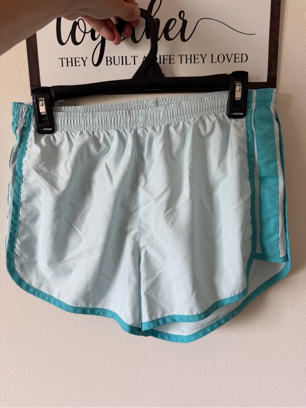 Nike Light Aqua Running Shorts with Teal Trim